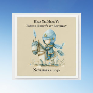 Hear Ye, Hear Ye Medieval Knight Boys 1st Birthday Napkin