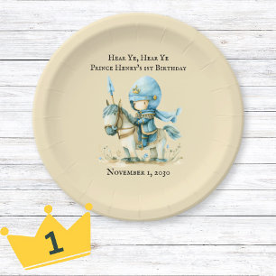 Hear Ye Mediaeval Knight Boy’s 1st Birthday Paper Plate