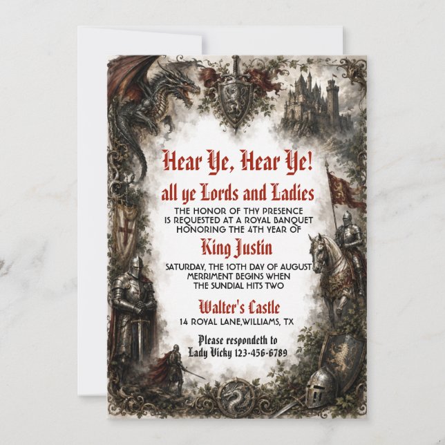 Hear Ye Mediaeval Renaissance Fair Castle Invitation (Front)