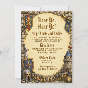 Hear Ye Mediaeval Renaissance Royal Birthday Invitation