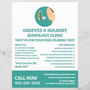 Hearing Aid Icon, Audiologist, Audiology Clinic Flyer