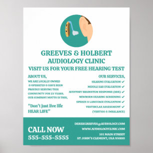 Hearing Aid Icon, Audiologist, Audiology Clinic Poster