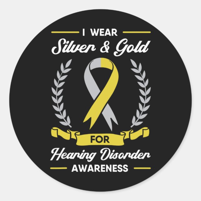 Hearing Disorder Awareness Deaf Aid Implant ASL  Classic Round Sticker (Front)