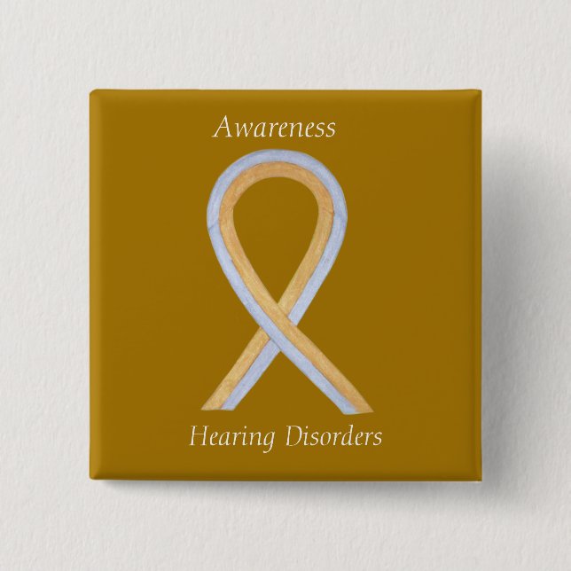 Hearing Disorders Awareness Ribbon Custom Pin (Front)