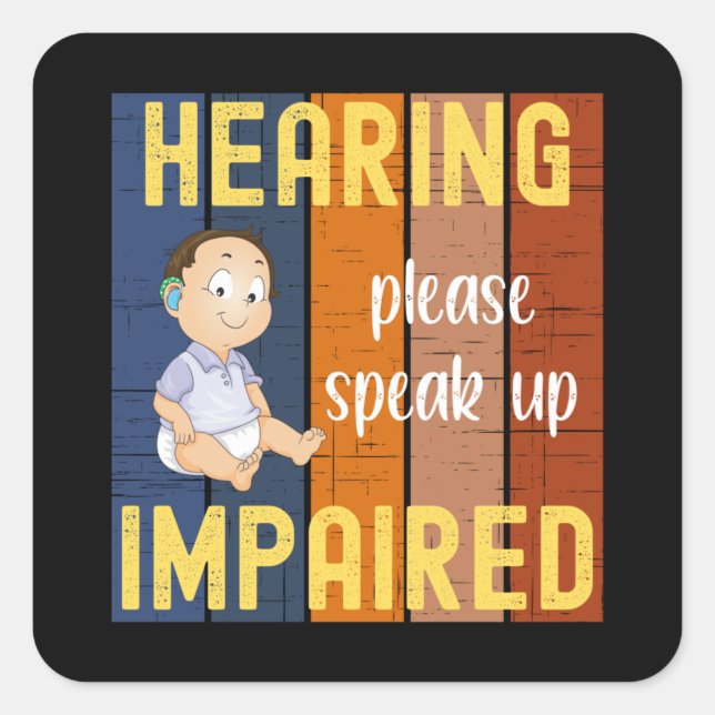 Hearing Impaired Square Sticker (Front)