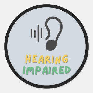 hearing impaired symbol classic round sticker
