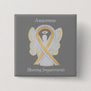 Hearing Impairments Awareness Ribbon Angel Pin
