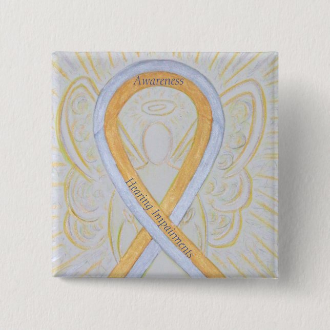 Hearing Impairments Awareness Ribbon Angel Pin (Front)