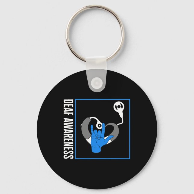 Hearing Loss Awareness Deaf Cochlear Implant ASL H Key Ring (Front)