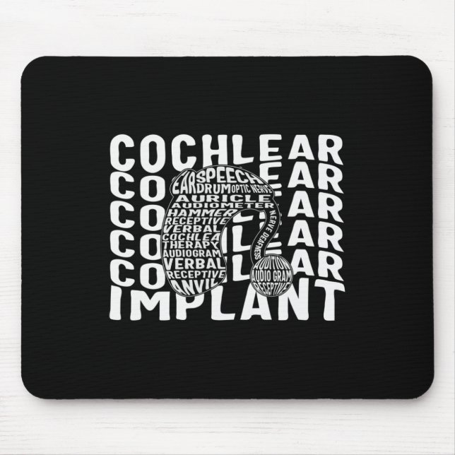 Hearing Loss Awareness Deaf Cochlear Implant ASL H Mouse Pad (Front)