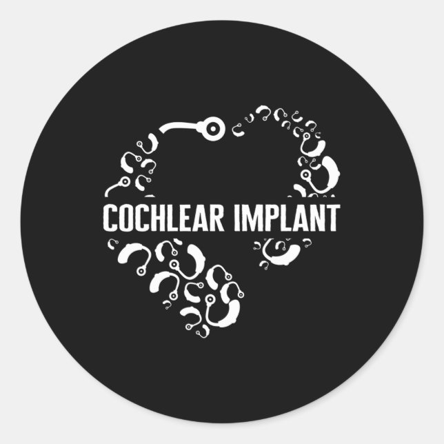 Hearing Loss Awareness Love Cochlear Implant ASL H Classic Round Sticker (Front)