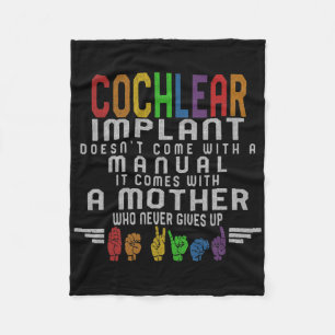 Hearing Loss Awareness Mother Cochlear Implant Asl Fleece Blanket
