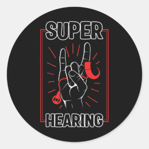 Hearing Loss Awareness Super Hearing Cochlear Impl Classic Round Sticker