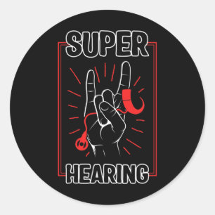 Hearing Loss Awareness Super Hearing Cochlear Impl Classic Round Sticker