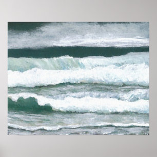 Hearing the Waves Crash Ocean Seashore Art Poster