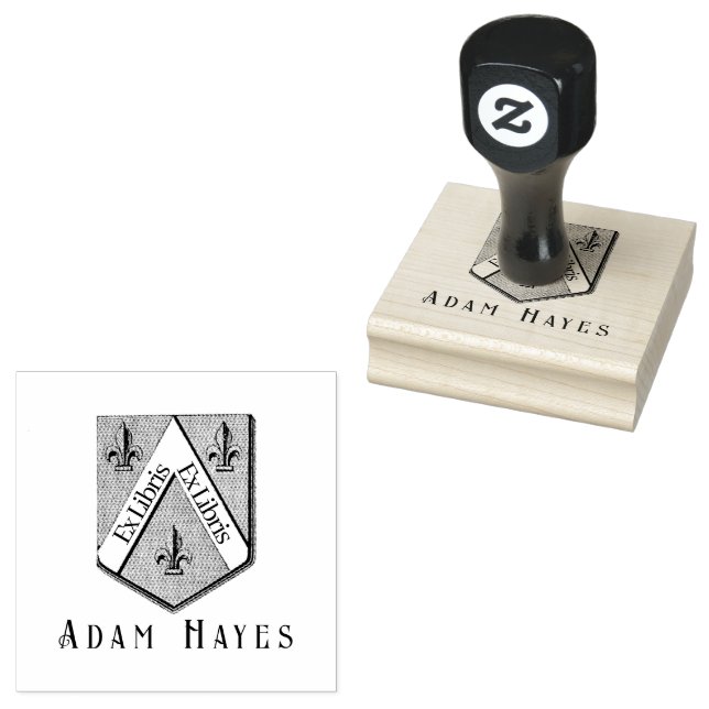 Hearldic Mediaeval Shield Ex Libris Rubber Stamp (Stamped)