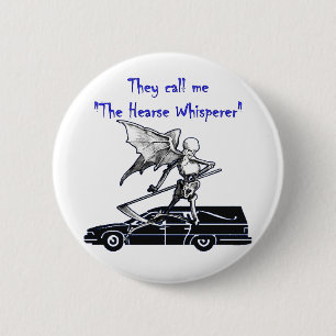 Hearse and Grim Reaper Skeleton Goth Humour 6 Cm Round Badge
