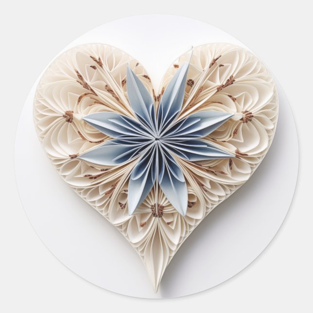 Heart 0076 classic round sticker (Front)