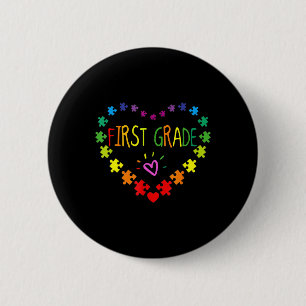 Heart 100th Day of 1st grade Teacher Autism Awaren 6 Cm Round Badge