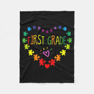 Heart 100th Day of 1st grade Teacher Autism Awaren Fleece Blanket