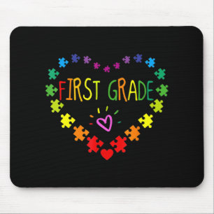 Heart 100th Day of 1st grade Teacher Autism Awaren Mouse Pad