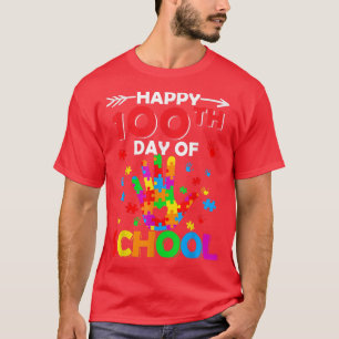 Heart 100th Day of School Teacher Autism Awareness T-Shirt