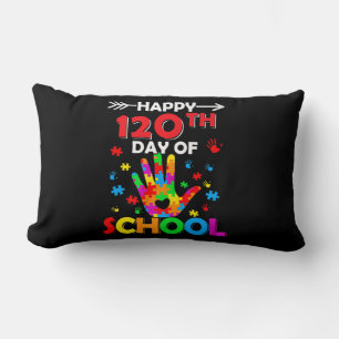 Heart 120th Day of School Teacher Autism Awareness Lumbar Cushion