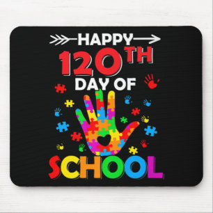 Heart 120th Day of School Teacher Autism Awareness Mouse Pad