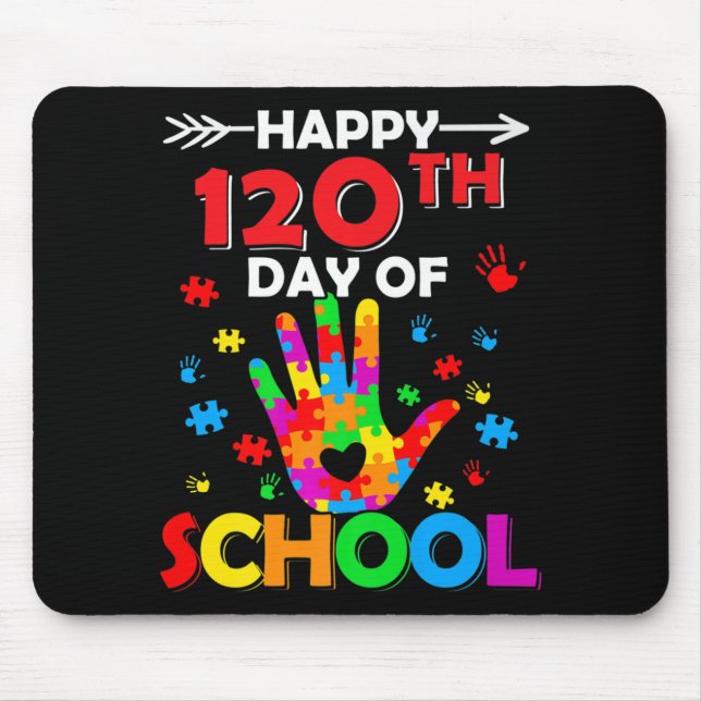 Heart 120th Day of School Teacher Autism Awareness Mouse Pad (Front)