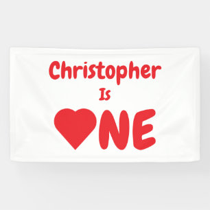 Heart 1st Birthday Banner