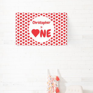 Heart 1st Birthday Banner