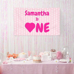 Heart 1st Birthday Banner