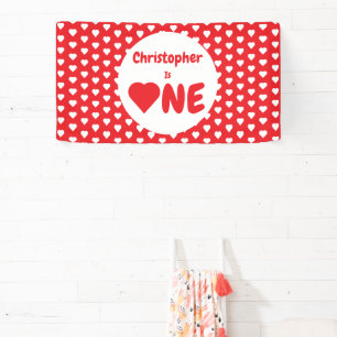 Heart 1st Birthday Banner