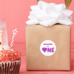 Heart 1st Birthday Classic Round Sticker
