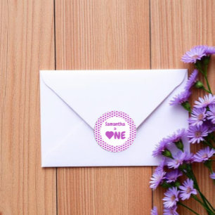 Heart 1st Birthday Classic Round Sticker