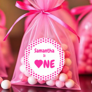 Heart 1st Birthday Classic Round Sticker