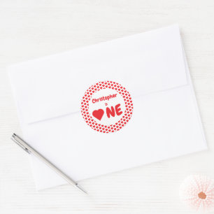 Heart 1st Birthday Classic Round Sticker