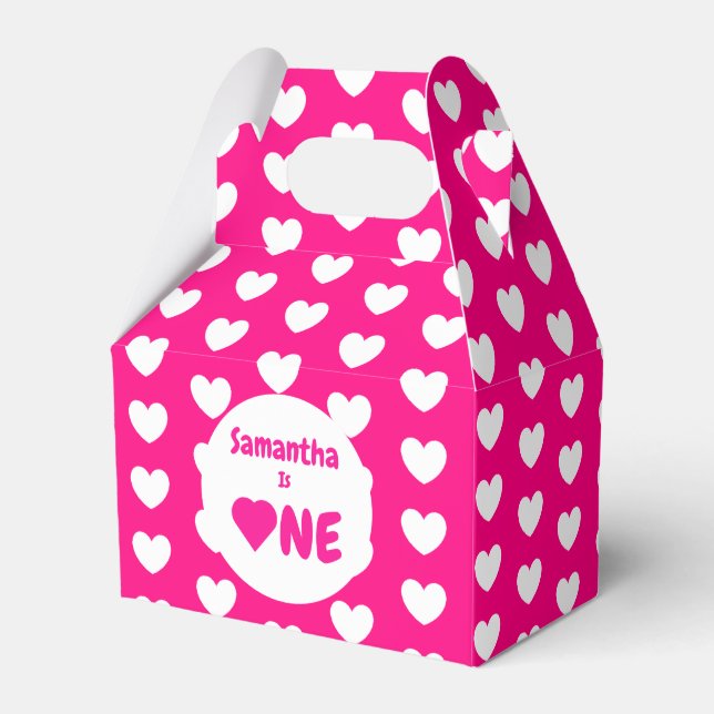 Heart 1st Birthday Favour Box (Front Side)