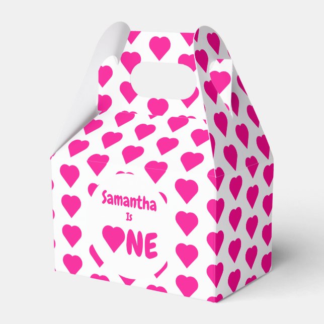 Heart 1st Birthday Favour Box (Front Side)