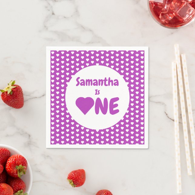 Heart 1st Birthday Napkin (Insitu)