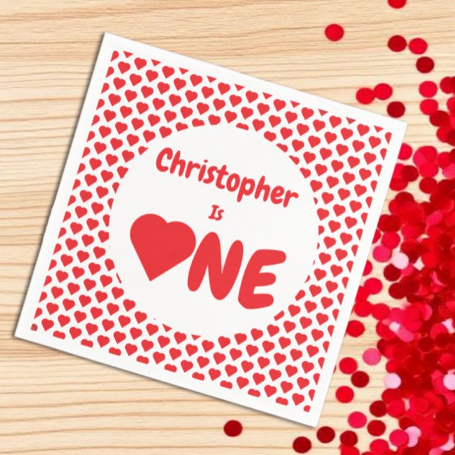 Heart 1st Birthday Napkin (Creator Uploaded)