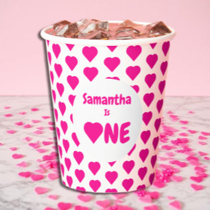 Heart 1st Birthday Paper Cups