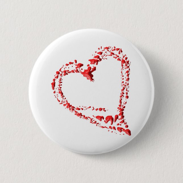 heart 6 cm round badge (Front)