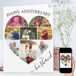 Heart 9 Photo Collage Husband Script Anniversary Card<br><div class="desc">Say Happy Anniversary with a love heart photo collage, personalised wedding anniversary card. The photo template is set up for you to add your pictures, working in rows from top to bottom. The photo collage holds 9 photos which are displayed in a mix of portrait and landscape formats. "husband" is...</div>