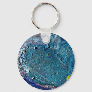 Heart Abstract Melted Crayon Collage Key Ring