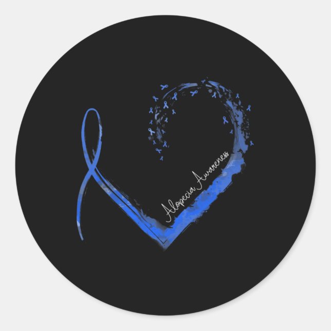 Heart Alopecia Awareness 1  Classic Round Sticker (Front)
