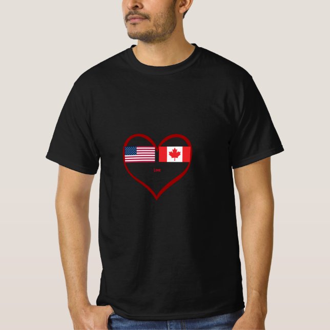 Heart America & Canada Together We Stand T-Shirt (Front)