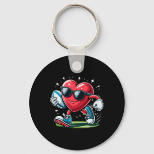 Heart American Football Valentines Day Boys Men Ki Key Ring