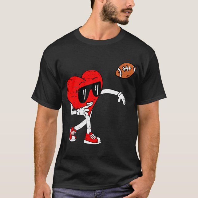 Heart American Football Valentines Day Boys Men Ki T-Shirt (Front)