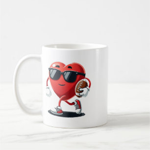 Heart American Footll Valentines Day Boys Men Kids Coffee Mug